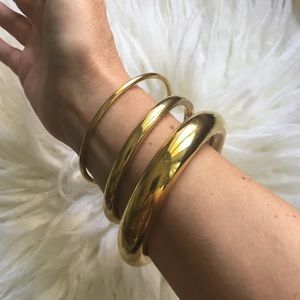 Gold Brass Bangles, Set of 3 Sizes in Gold Finish